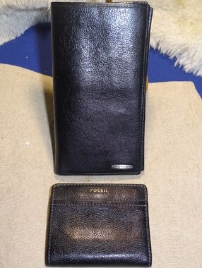 Fossil Black Leather Tall Wallet and Card Case Set NOW ONLY $60